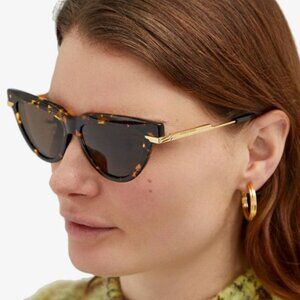 Bottega Veneta BV1265S 002 Sunglasses Havana/Gold Cat Eye Frame, Brown Lenses